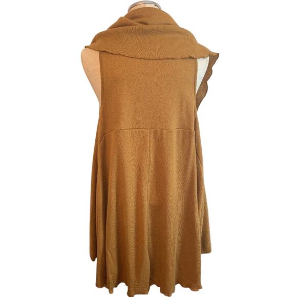 Small Womens Wrap Vest Sweater Brown Gold Color New Boho Lagenlook Flowy Look - Picture 4 of 5